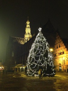 kerstboom op de grote markt in Haarlem