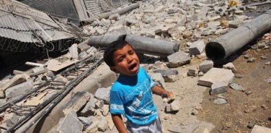 Een jongetje in Aleppo (Syrië)
